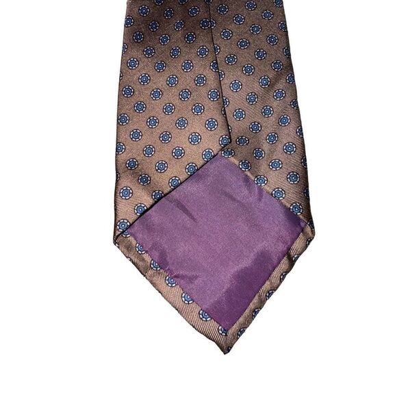 Keys & Lockwood Brown Flower Dots Print Handmade in USA Neck Tie - Picture 4 of 6